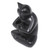 Black Cat Praying in a Yoga Pose Signed Wood Sculpture 'Black Cat Prayer'