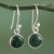 High Polish Sterling Silver and Malachite Dangle Earrings 'Malachite Spheres'