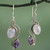 India Handcrafted Amethyst and Rainbow Moonstone Earrings 'Colorful Curves'
