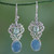 Handcrafted Blue Chalcedony and Topaz Dangle Earrings 'Harmonious Blue'