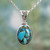 Blue Turquoise Sterling Silver Pendant Necklace India 'Mystical Blue'