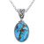 Blue Turquoise Sterling Silver Pendant Necklace India 'Mystical Blue'