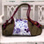 Batik Printed Cotton and Leather Duffel Bag from India 'Flowery Cheer'