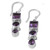 Three Stone Faceted Amethyst Sterling SIlver Dangle Earrings 'Lavender Glamour'