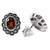 Garnet and Marcasite Stud Earrings from Thailand 'Red Lotus Flowers'