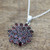 Hand Made Sterling Silver Garnet Pendant Necklace India 'Red Sunflower'