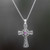 Sterling Silver Amethyst Cross Pendant Necklace Indonesia 'In God We Trust'