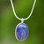 Sterling Silver and Lapis Lazuli Pendant Necklace Thailand 'Spangled Oval'