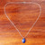 Sterling Silver and Lapis Lazuli Pendant Necklace Thailand 'Spangled Oval'