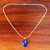 Sterling Silver and Lapis Lazuli Pendant Necklace Thailand 'Spangled Oval'