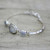Sterling Silver Rainbow Moonstone Pendant Bracelet 'Icy Surface'