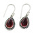 Sterling Silver and Garnet Drop Shape Dangle Earrings 'Radiant Dewdrops'