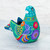 Ceramic Hand Painted Dove Sculpture Floral Motif from Mexico 'Teal Dove'