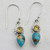 Citrine and Composite Turquoise Dangle Earrings from India 'Watery Allure'