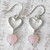 Sterling Silver Pink Onyx Heart Dangle Earrings from India 'Romance Hearts in Pink'