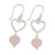 Sterling Silver Pink Onyx Heart Dangle Earrings from India 'Romance Hearts in Pink'