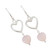 Sterling Silver Pink Onyx Heart Dangle Earrings from India 'Romance Hearts in Pink'