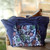Handmade Navy Cotton Batik Tote Bag from Indonesia 'Gleeful Garden'