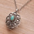 Sterling Silver and Reconstituted Turquoise Locket Necklace 'Island Bloom'