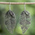 Sterling Silver Filigree Leaf Dangle Earrings from Thailand 'Feathered Leaves'