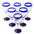 Set of Six Eco Friendly Hand Blown Wine Goblets 'Cobalt Contrasts'