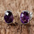 Amethyst and Sterling Silver Stud Earrings from Thailand 'Precious Plum'