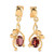 22k Gold Plated Garnet Dangle Earrings by Indian Artisans 'Red Twist'