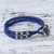 Karen Silver Rose Wristband Bracelet in Blue from Thailand 'Rosy Karen in Blue'