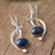 Lapis Lazuli and Sterling Silver Dangle Earrings from Peru 'Crescent Eyes'