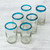 Set of Six Hand-Blown Recycled Juice Glasses from Mexico 'Sky Blue Halos'
