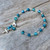 Blue Agate and Sterling Silver Cross Bracelet from Thailand 'Watery Cross'