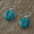 Rhodium Plated Malachite Dangle Earrings from Thailand 'Spirit Moon'