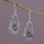 Peridot and Sterling Silver Dangle Earrings from Indonesia 'Dewdrop Temple'