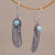 Turquoise and 925 Silver Feather Dangle Earrings from Bali 'Turquoise Transcendence'