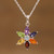 Multi-Gemstone Floral Pendant Necklace from India 'Floral Chakra'