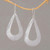 Handcrafted Sterling Silver Drop Shaped Dangle Earrings 'Silver Gleam'