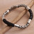 Men's Sterling Silver and Leather Bracelet from Bali 'One Strength'