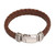 Men's Leather Braided Wristband Bracelet in Brown from Bali 'Tranquil Weave in Brown'