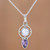 Amethyst and Cultured Pearl Pendant Necklace from India 'Wheel of Wonder'