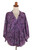 Purple Batik Short Rayon Kimono Jacket 'Lavish Garden in Boysenberry'