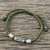 Hand Braided Olive Cord Bracelet with Silver Pendants 'Karen Triangle in Olive'