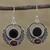 Onyx and Garnet Circular Dangle Earrings from India 'Dancing Loops'
