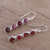 Ruby and Garnet Sterling Silver Dangle Earrings from India 'Trendy Orbs'