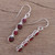 Ruby and Garnet Sterling Silver Dangle Earrings from India 'Trendy Orbs'