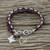 Hill Tribe Silver and Garnet Beaded Bracelet 'Double Treasure'