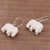 Sleek Cow Bone Carved Elephant Earrings with Silver Hooks 'White Elephant'