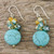 Blue Calcite and Glass Bead Dangle Earrings from Thailand 'Blue Circles'