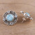 Button Earrings with Larimar and Blue Topaz from India 'Transcendent Sky'