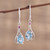 Indian Blue Topaz and Ruby Sterling Silver Dangle Earrings 'Enthralling Sky'