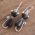 Jade Cat Dangle Earrings in Black from Guatemala 'Cats of Love in Black'